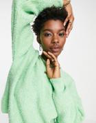 Asos Design Oversized Textured Sweater In Green