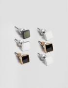 Asos Square Earring Studs In Multi Color Finish - Multi