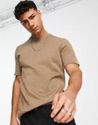 Only & Sons Knit T-shirt In Beige-neutral