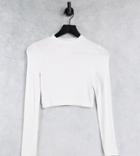 Collusion Rib Long Sleeve T-shirt In White-black