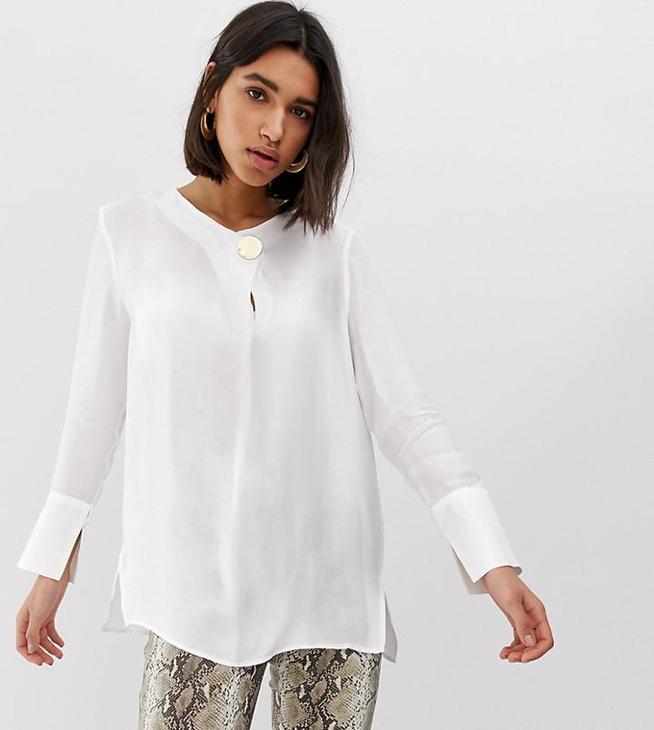 Mango Gold Disc Detail Blouse In White