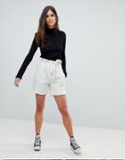 Y.a.s Striped High Waisted Shorts Co-ord - White