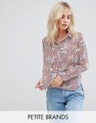 New Look Petite Floral Striped Shirt - Red