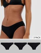Asos Design 3 Pack Cotton Rich Brazilian Jersey Pants - Black