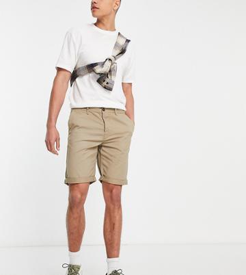 Threadbare Tall Chino Shorts In Stone-neutral