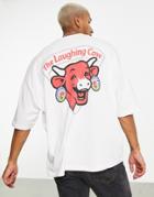 Asos Design Oversized T-shirt In Heavyweight With Laughing Cow Print In White