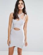 Love & Other Things Strappy Detail Bandage Dress - Gray