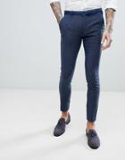 Asos Wedding Super Skinny Suit Pants In Petrol Blue Herringbone - Blue