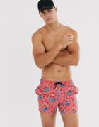 Asos Design Swim Short In Watermelon Print Short Length-multi