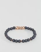 Icon Brand Gray Beaded Bracelet With Rose Gold Twist - Gray
