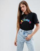 Ellesse Relaxed T-shirt With Rainbow Logo Front - Black