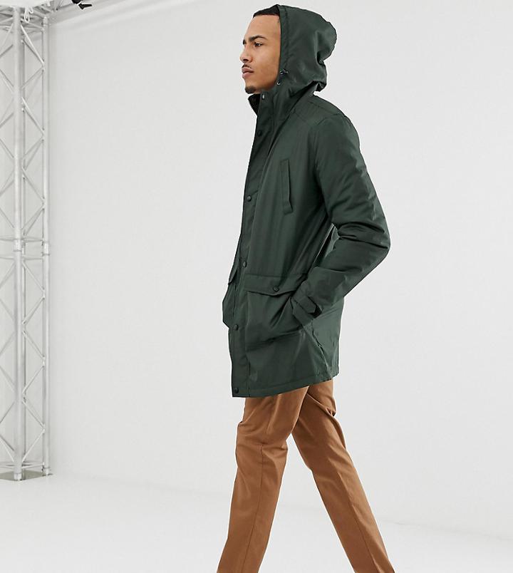 Asos Design Tall Padded Parka In Forest Green