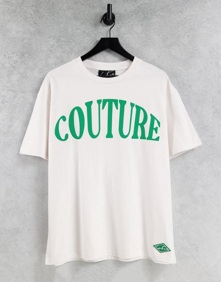 The Couture Club Oversized T-shirt In White With Varsity Print