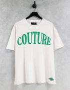 The Couture Club Oversized T-shirt In White With Varsity Print