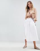 Asos Tailored Linen Prom Skirt - White