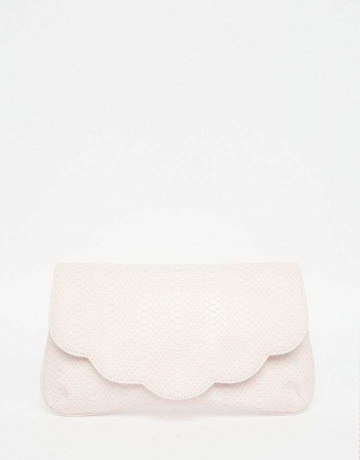 Asos Scallop Snake Clutch Bag - Nude