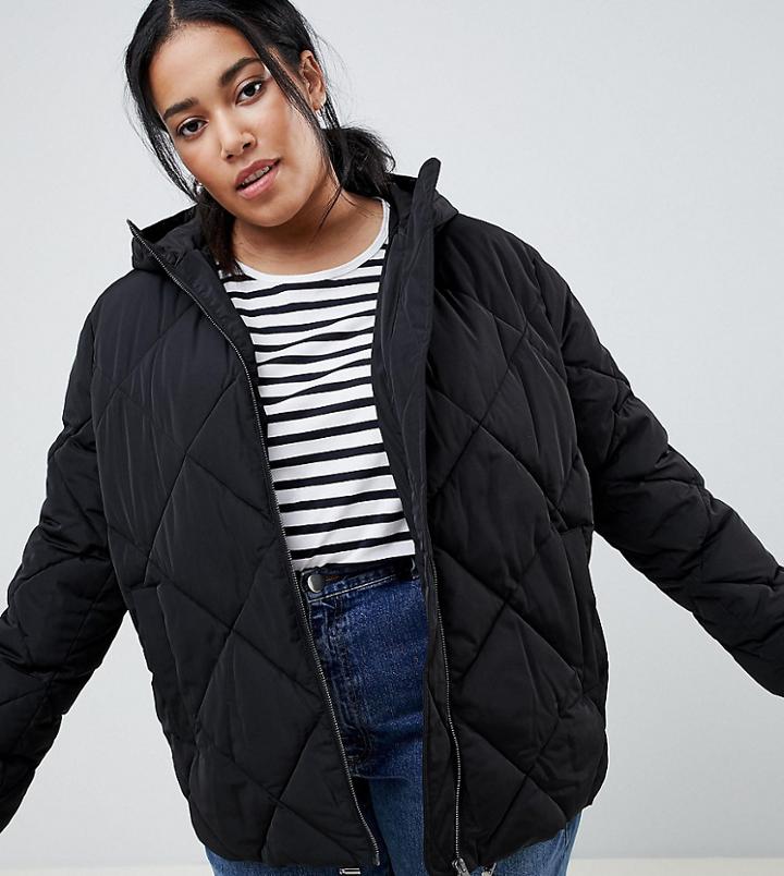Asos Design Curve Puffer Made With Recycled Plastic Bottles - Black