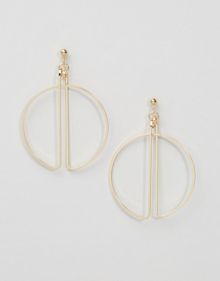 Nylon Oversized Drop Hoop Earrings - Gold
