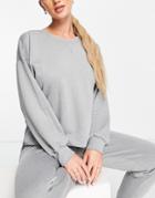 Nike Yoga Loose Fit Crew Neck Sweat In Gray Heather-grey