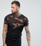 Good For Nothing Muscle T-shirt In Camo With Contrast Panel - Green