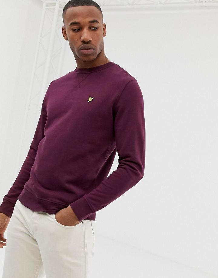 Lyle & Scott Crew Neck Logo Sweat In Burgundy - Red