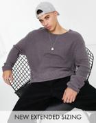 Asos Design Knitted Oversized Textured Sweater In Charcoal-grey