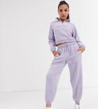 Asos Design Petite Tracksuit Sweat With Half Zip / Basic Jogger In Fleece-purple