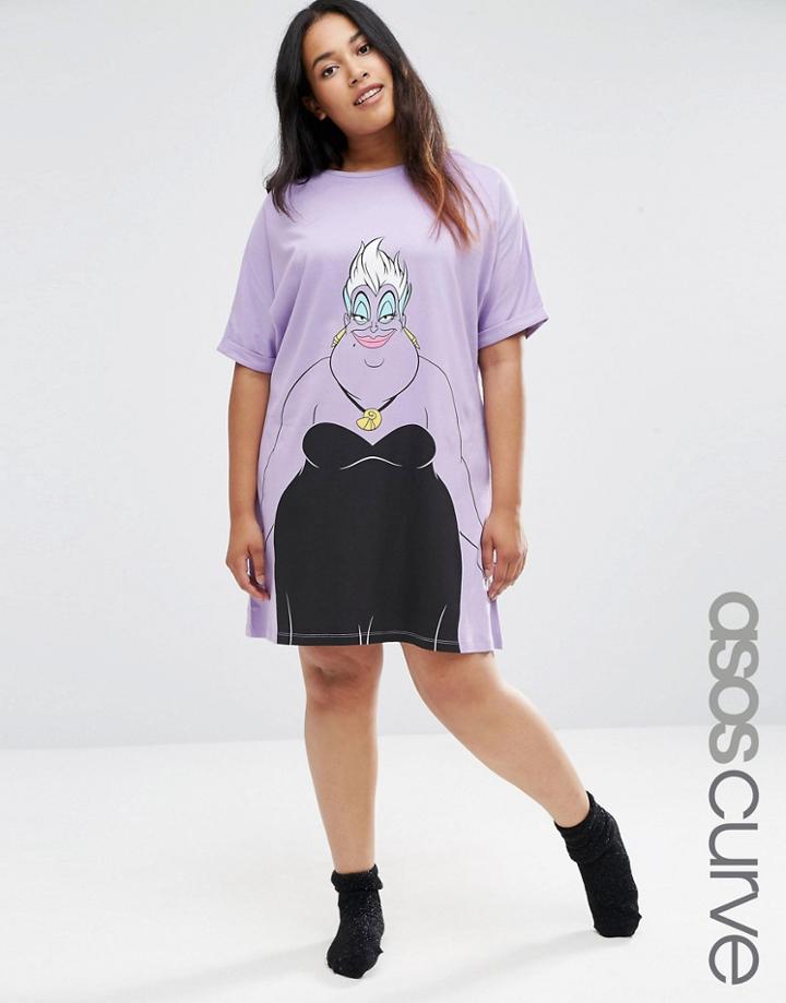 Asos Curve Disney's Ursula Print Sleep Tee - Purple