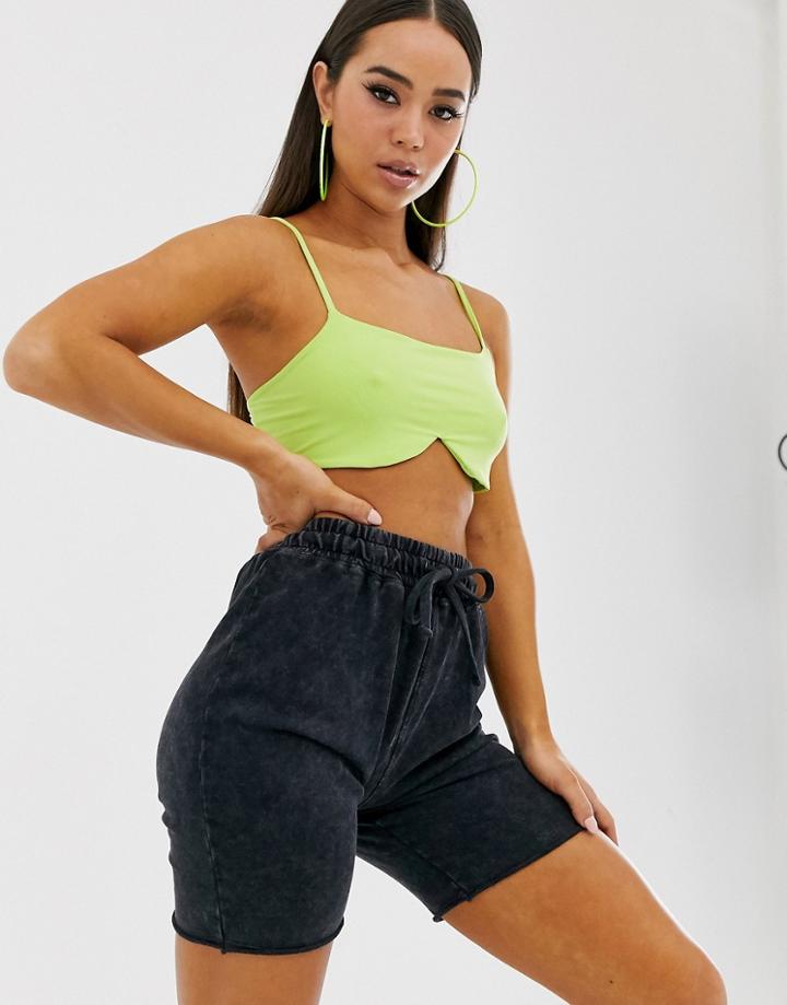 Public Desire Relaxed Sweat Shorts In Acid Wash-gray