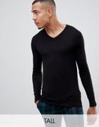 Gianni Feraud Tall Premium Muscle Fit Stretch V Neck Sweater - Black