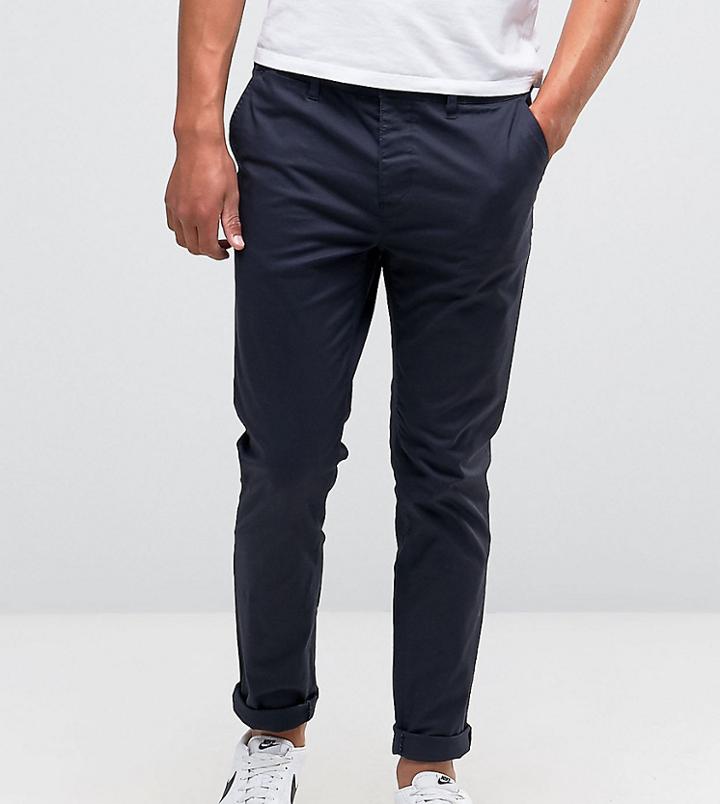 Asos Design Tall Slim Chinos In Navy - Navy