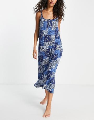 Lauren By Ralph Lauren Night Dress In Blue Stripe-blues