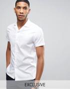 Noak Slim Shirt With Revere Collar In Texture - White