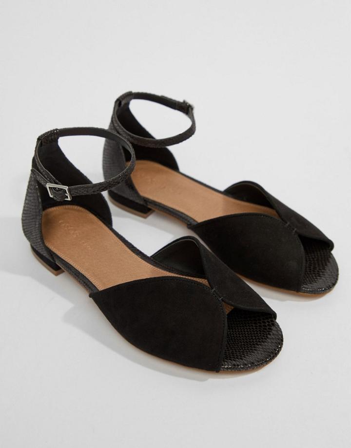 Asos Design Lozzy Peep Toe Ballets - Black