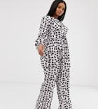 Koco & K Plus Wrap Wide Leg Pants In Pink Fleck Print - Multi