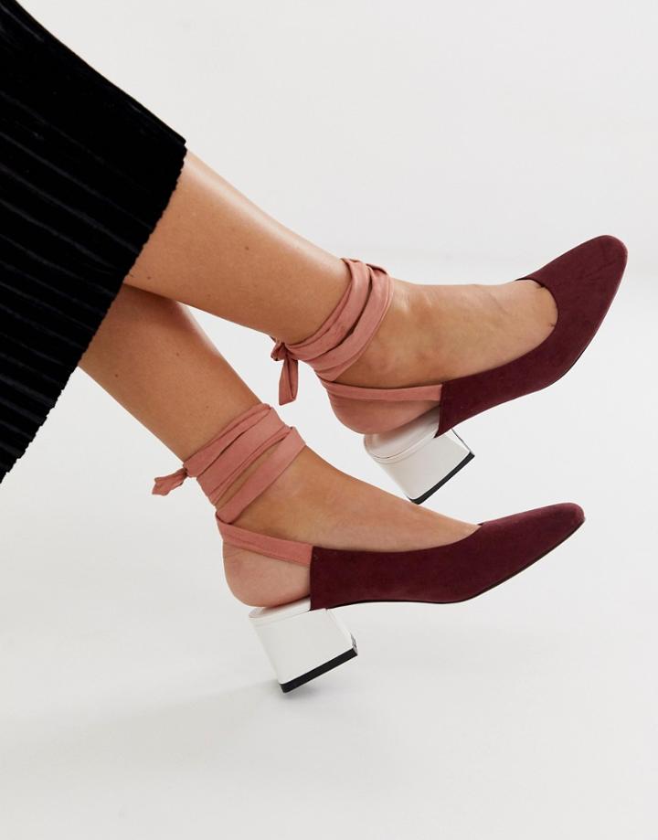 Asos Design Steps Tie Leg Mid Heels - Multi