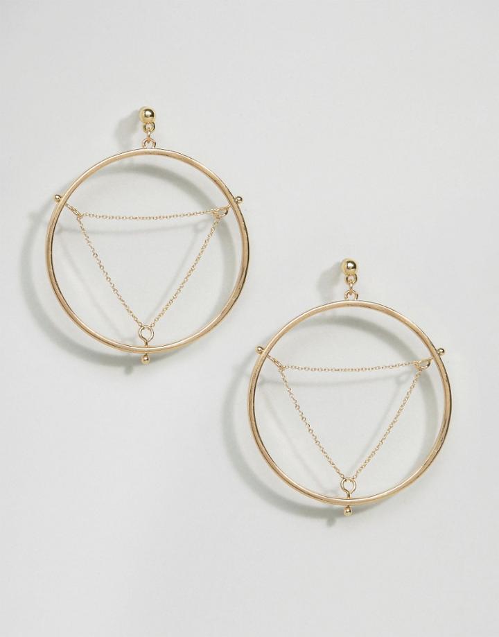 Asos Triangle Chain Hoop Earrings - Gold