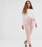 New Look Petite Tie Waist Pants In Pink