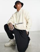 Asos Dark Future Oversized Half Zip Polar Fleece Sweatshirt In Off White