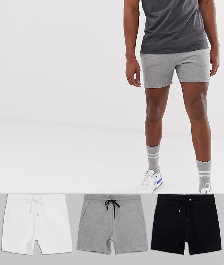 Asos Design Jersey Skinny Shorts 3 Pack - Multi