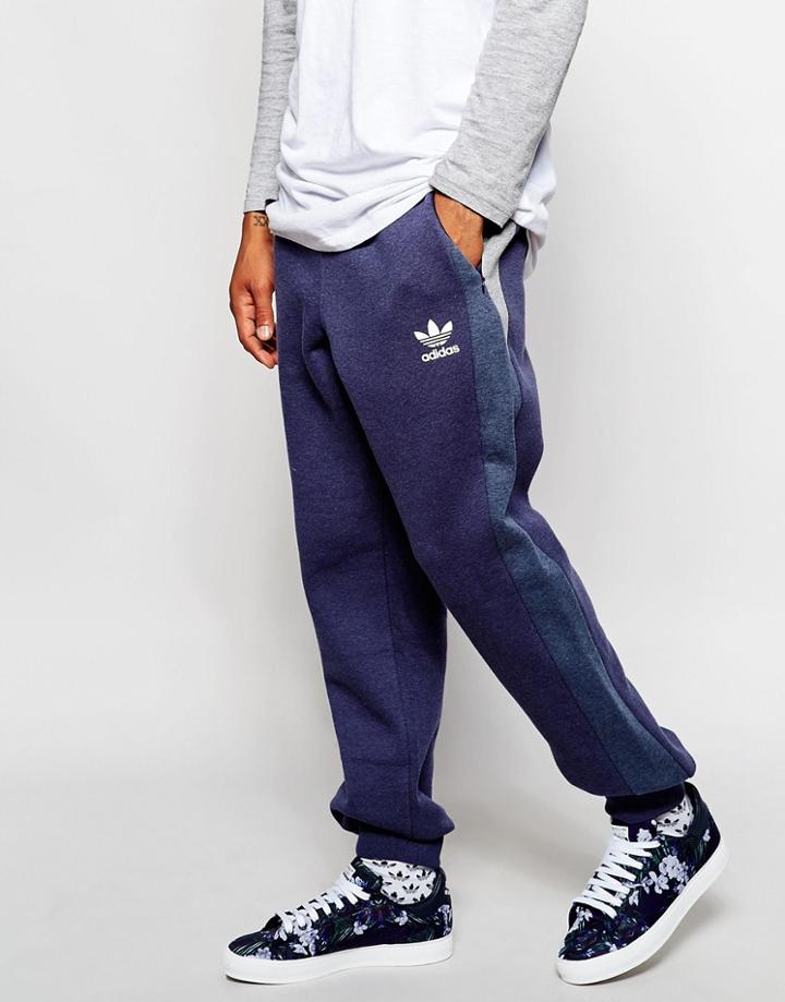 Adidas Originals Skinny Trackpants With Panels - Navy