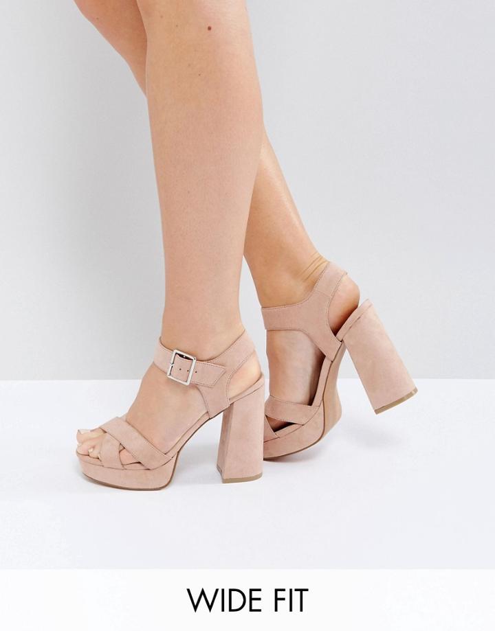 Asos Hearts Wide Fit Platform Sandals - Beige