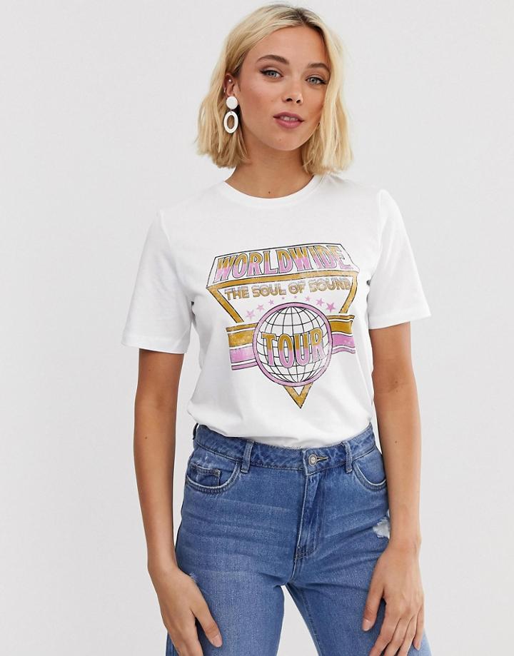 Pieces Motif T-shirt - White