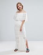 Vila Lace Detail Maxi Skirt Co-ord - White