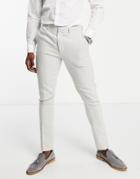 Asos Design Skinny Wool Mix Pants In Ice Gray Twill-grey