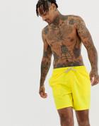 Asos Design Swim Shorts In Yellow In Mid Length - Yellow