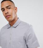 Asos Design Tall Oversized Overhead Half Zip Shirt In Gray - Gray