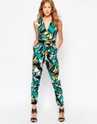Closet Cross Front Jumpsuit In Tribal Print - Multi