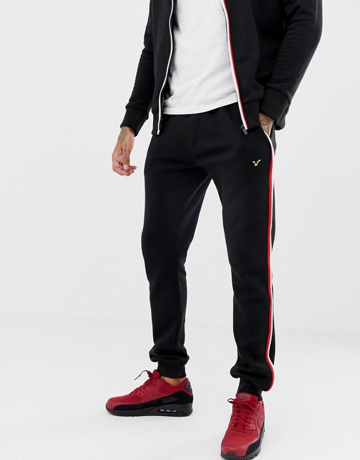 Voi Jeans Tracksuit Sweatpants With Contrast Piping-black