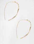 Asos Design Pull Through Earrings With Twist Detail In Gold Tone - Gold